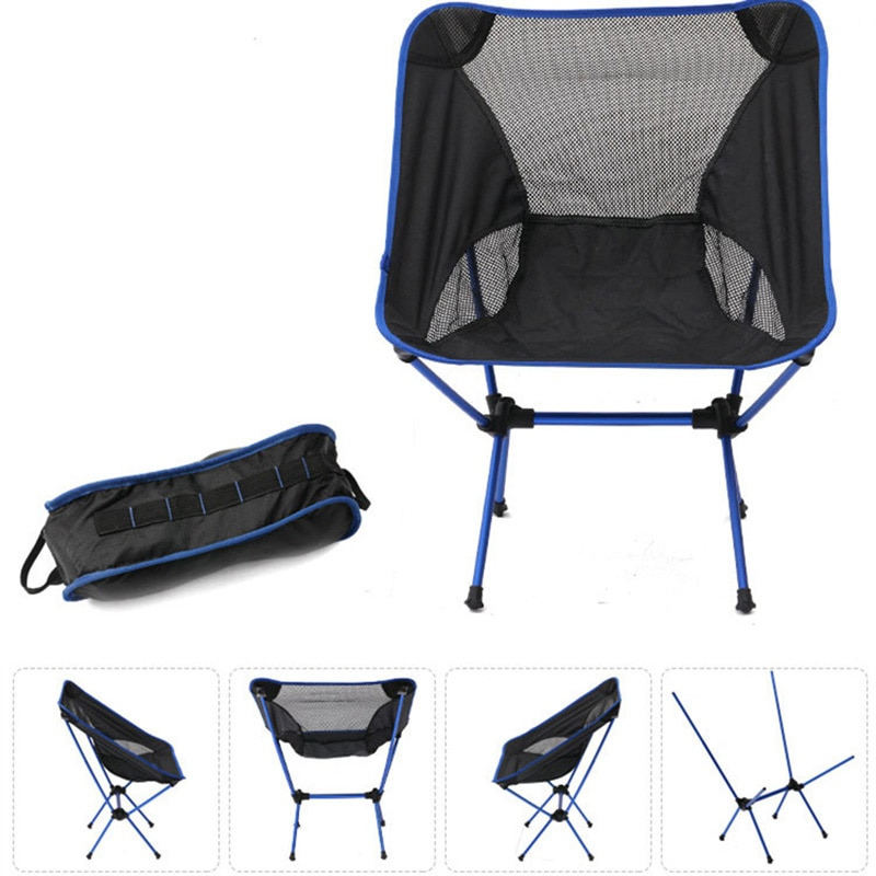 Ultralight Folding Camping Chair – 0.9kg, Aluminum Frame, Mesh, with Carry Bag