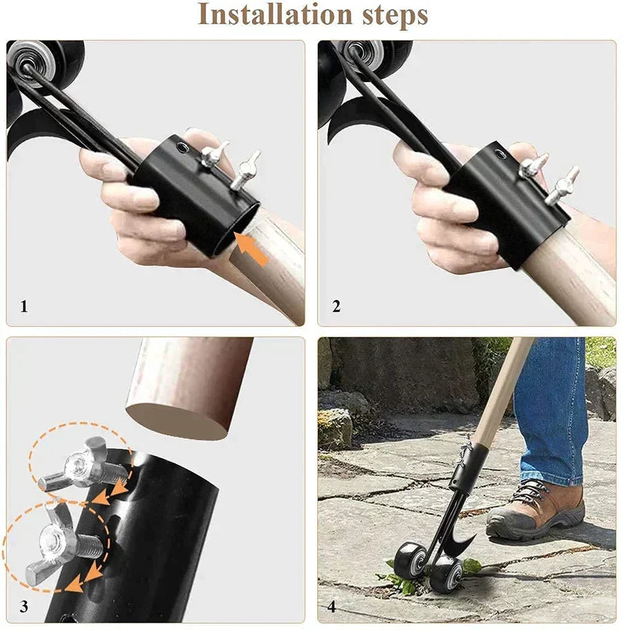 Stand-Up Weed Puller with Wheels – Metal Blade, Adjustable Length & Back-Saving Design