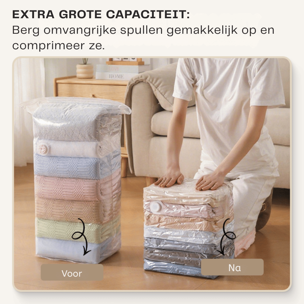 Vacuum Storage Bags – 75% Space Saving, Pump-Free & Reusable