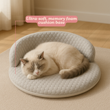 Orthopedic Cooling Cat Bed – Ice-Silk Surface, Foam Base & Raised Rim