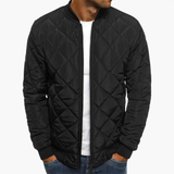 Men's Quilted Bomber Jacket – Zip Front, Arm Pocket & Ribbed Hem