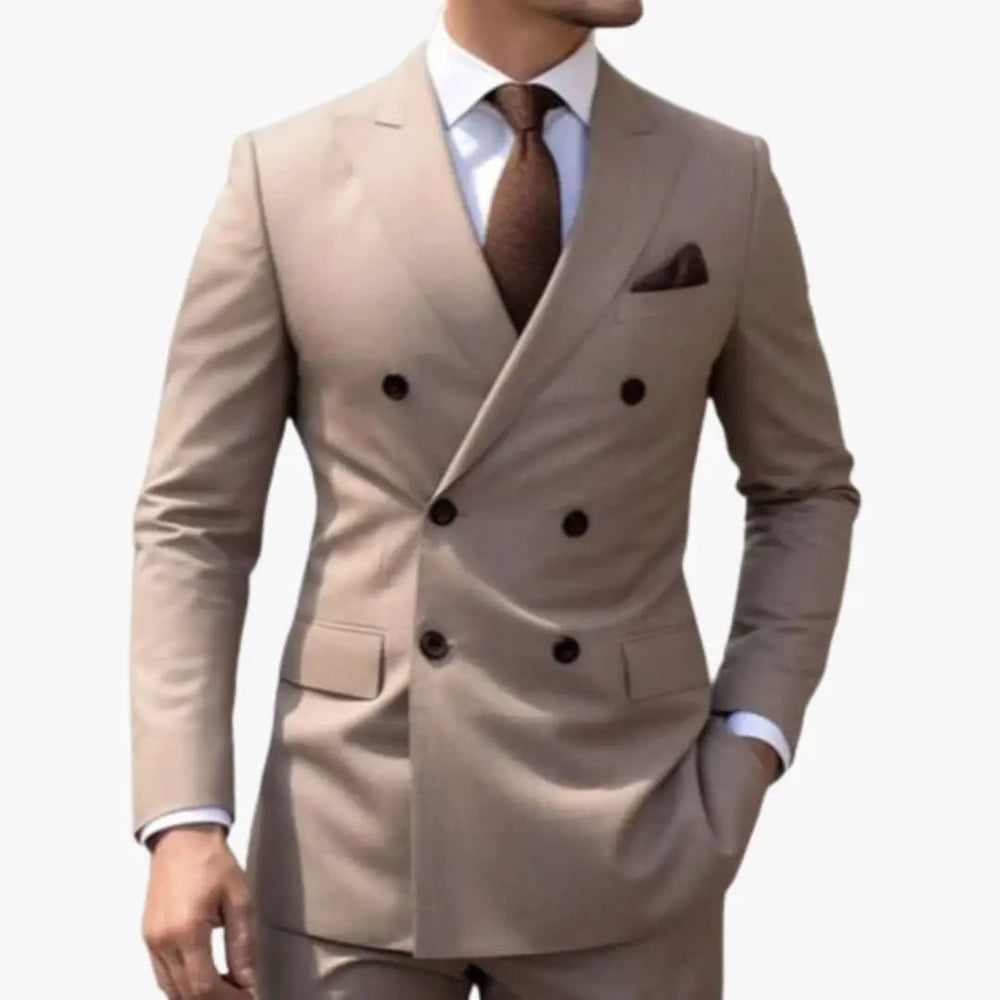 Men's Double-Breasted Suit – Two-Piece, Notch Lapel & Slim-Fit Trousers