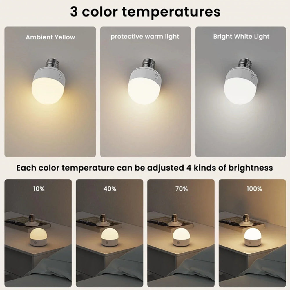 Optimized Product Title: **Wiederaufladbare RGB-LED-Lampe E27 mit Fernbedienung – Kabelloses Design für flexible Beleuchtung**