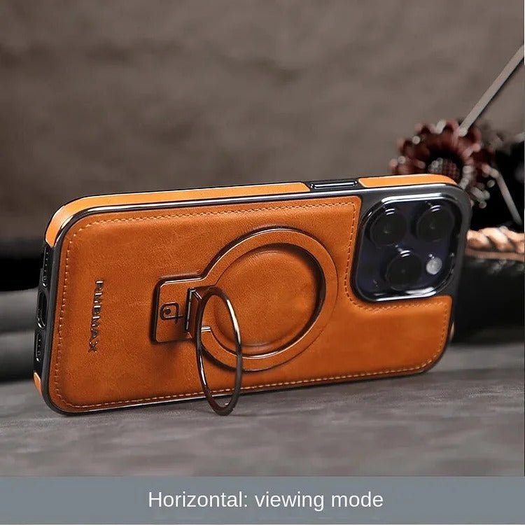 Premium Leder iPhone-Hülle mit Magnetischem Ständer – Ultimativer Schutz & Stil