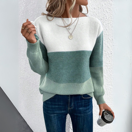 Women's Tricolor Patchwork Knit Jumper
