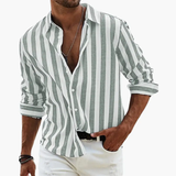 Men's Striped Shirt – Short Sleeve, Button Front & Relaxed Fit