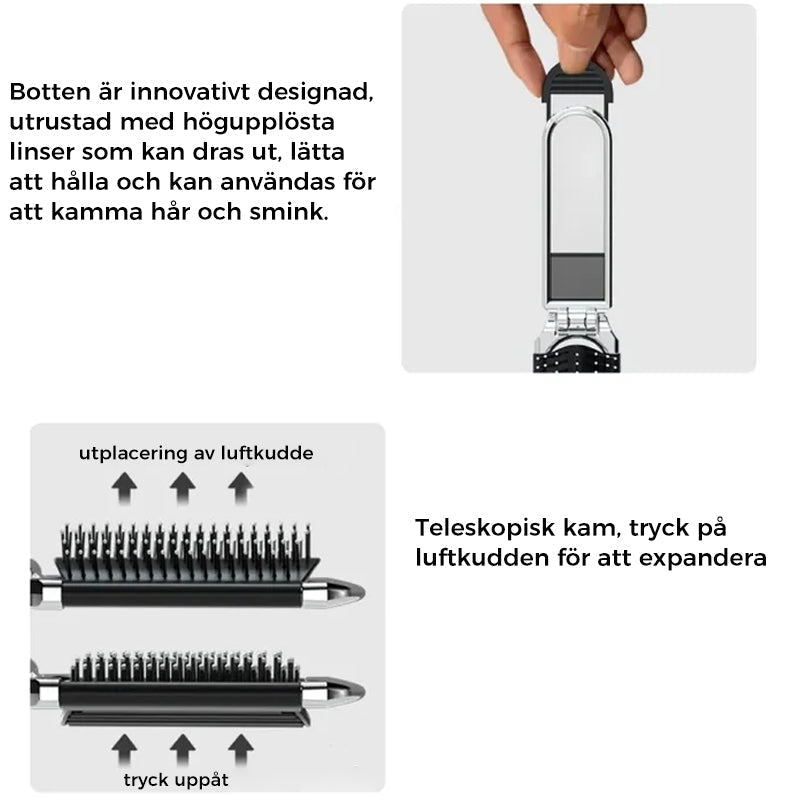 BowLift | MirrorFlex Travel Mirror Hair Brush | Foldable & Compact | Practical Styling on the Go