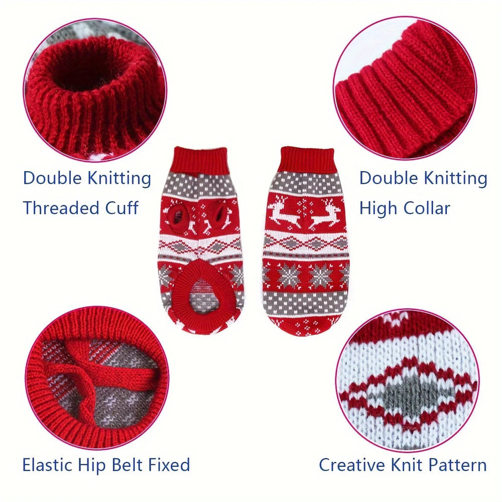 Cozy Knitted Christmas Sweater for Small Dogs - Festive Holiday Pet Apparel
