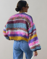 Colorful Knitted Ladies' Cardigan with Open Front – Ylva