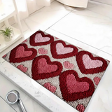 Doormat Heart Pattern Non Slip Polyester Entry Floor Mat