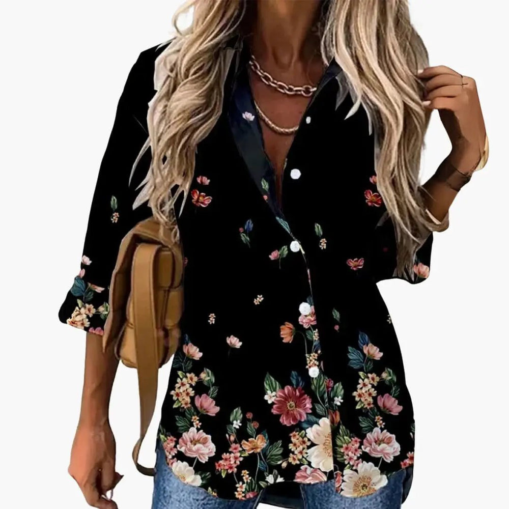 Women's Floral Blouse – Casual Fit & Contrast Detail
