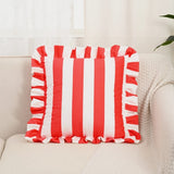 Ruffle-Edge Cushion Cover – Microfiber, 45×45cm & Striped Design