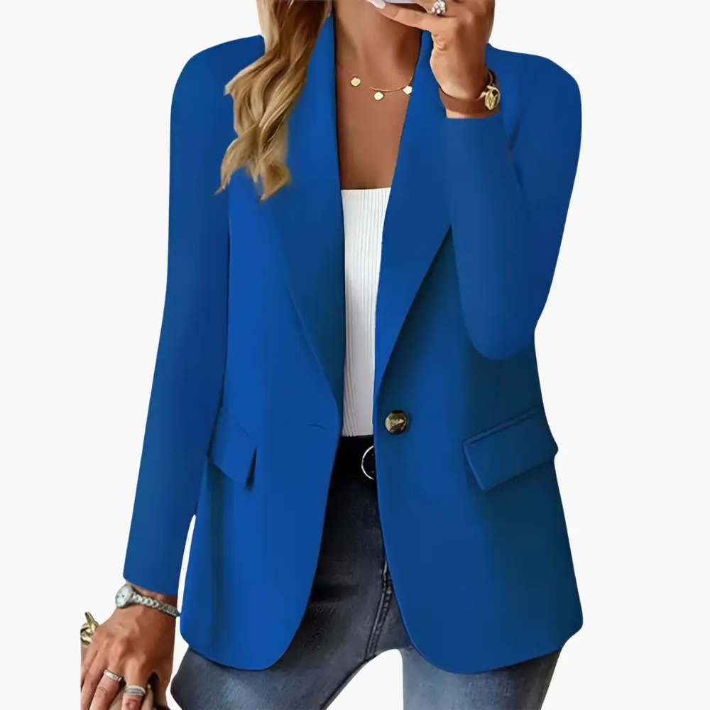 Women's Tailored Blazer – Notch Lapel, Button Closure & Long Sleeve