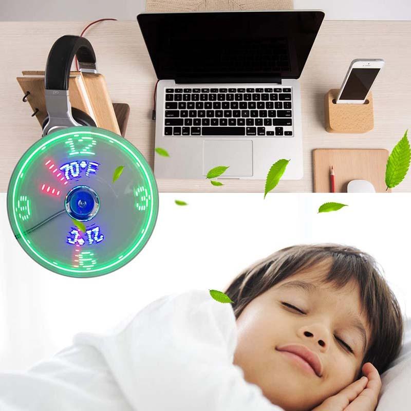 USB Desk Fan – LED Clock & Temperature Display, 41cm Flexible Gooseneck