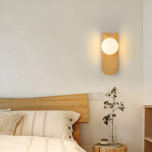 LED Wall Lamp – Scandinavian Design, Minimalist Style & Wooden Base