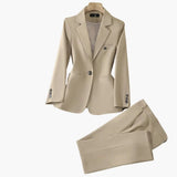 Women's Blazer Set – Lapel Collar & Front Button Placket