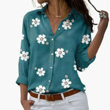 Women's Floral Print Blouse – Breathable Fabric, Figure-Hugging Fit & Short Sleeve