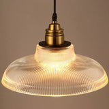 Ribbed Glass Pendant Light – Brass Finish, 30 cm Shade, E27 for Kitchen & Dining