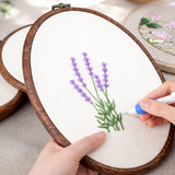Embroidery Starter Kit – Water-Soluble Stick-On Patterns, 50 Thread Colors & Needles