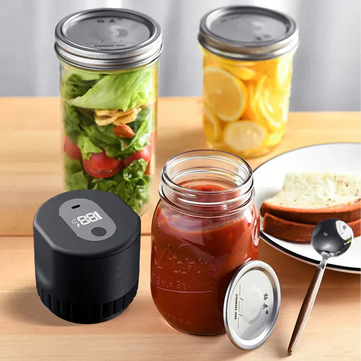 Electric Mason Jar Vacuum Sealer – USB Rechargeable, Wide-Mouth & Regular Lids, 30-Second Seal