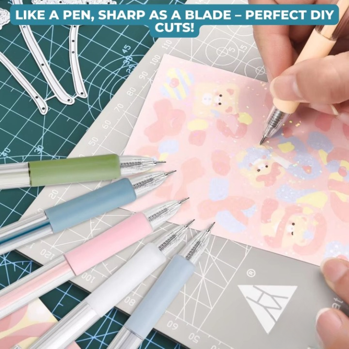 Präzisions-Schneide-Stift mit 360° Drehklinge – 6er Set für präzises Schneiden und Basteln