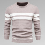 Men's striped knit pullover with round neckline – Fabio
