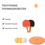 Table Tennis Trainer Set – Flexible Return Arm, Suction Cup Base & 2 Wooden Paddles