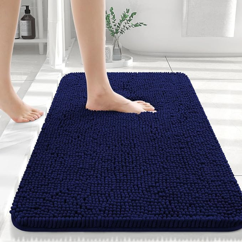 Chenille Bath Mat – Non-Slip PVC Backing, Ultra-Absorbent & 3 Sizes