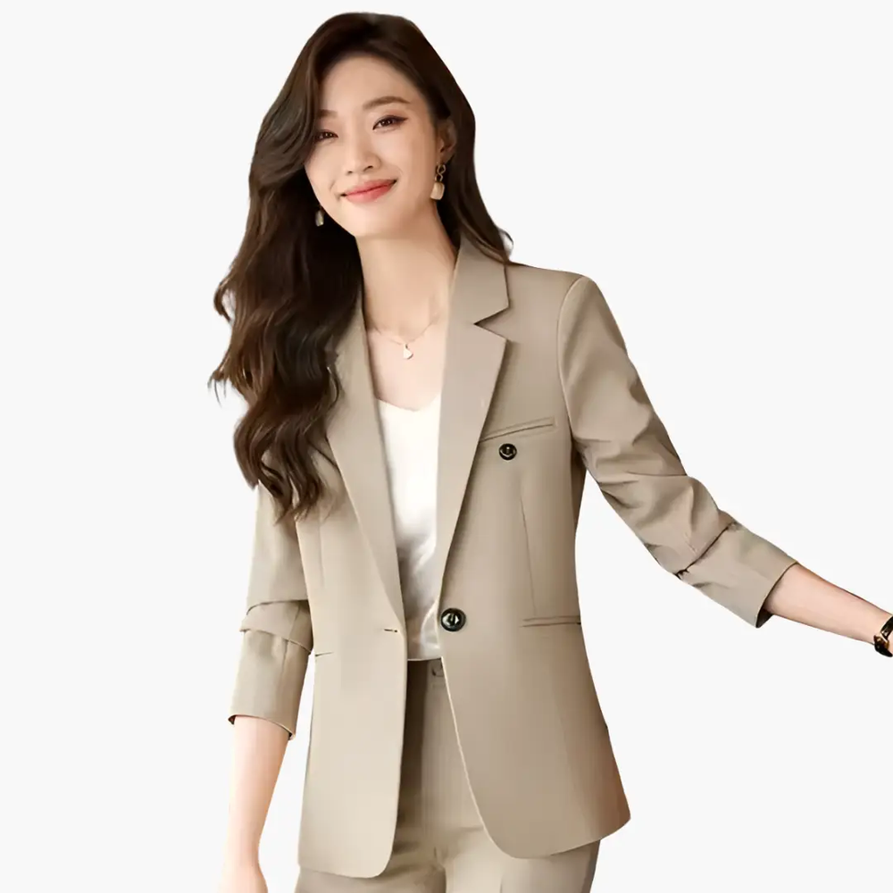 Women's Blazer Set – Lapel Collar & Front Button Placket