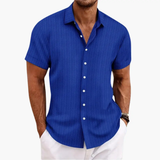 Men's Striped Button-Up Shirt – Short Sleeve, Lightweight & Relaxed Fit