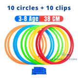 Kids Agility Hopping Rings Set – 10 Rings & Clips, 28/38cm & Indoor/Outdoor Play