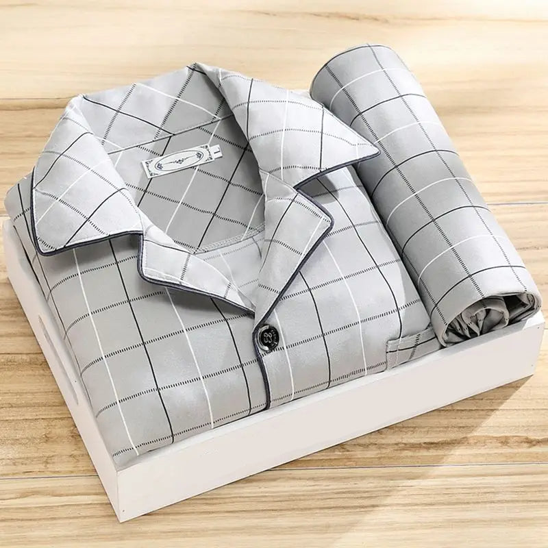 Oliver Luxe Men's Pyjama Set – Light Grey Plaid