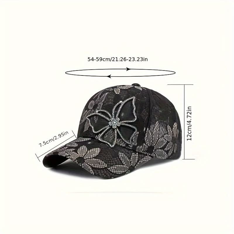 Women's Sequin Butterfly Baseball Cap – Breathable Mesh, Adjustable & Size M 56-58cm