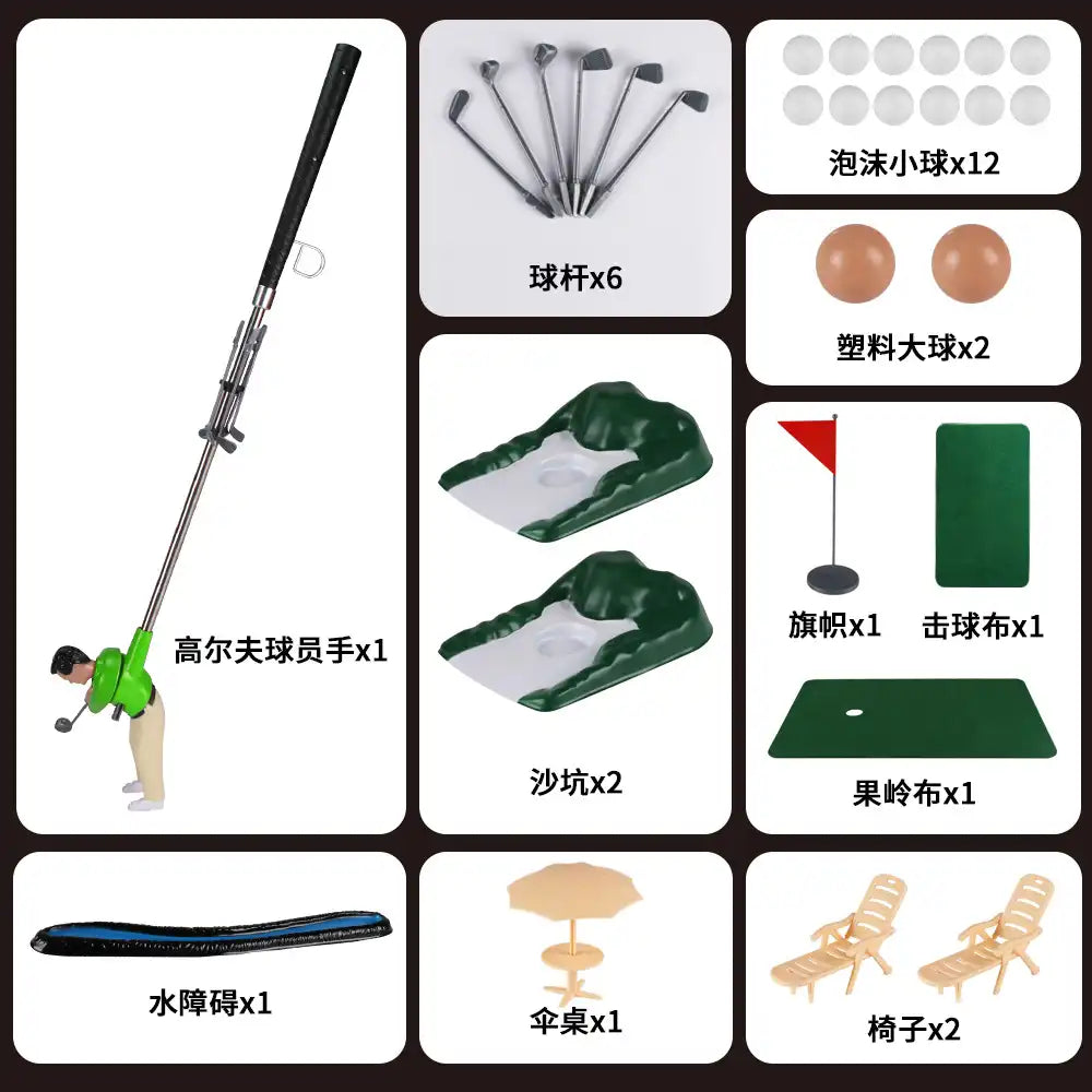 Indoor Golf Putting Set – 5 Clubs, 12 Balls & Putting Mat with Hazards
