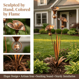 Copper Calla Lily Garden Stake – 61cm, Wind Chime Bells & Weatherproof Iron