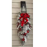BowLift | Cordless Prelit Holiday Trim | LED Lights, Auto-Timer & Premium Red/White Decor