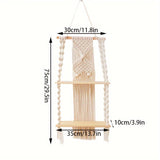 Boho Macrame Wall Shelf | 2-Tier Hanging Storage Rack