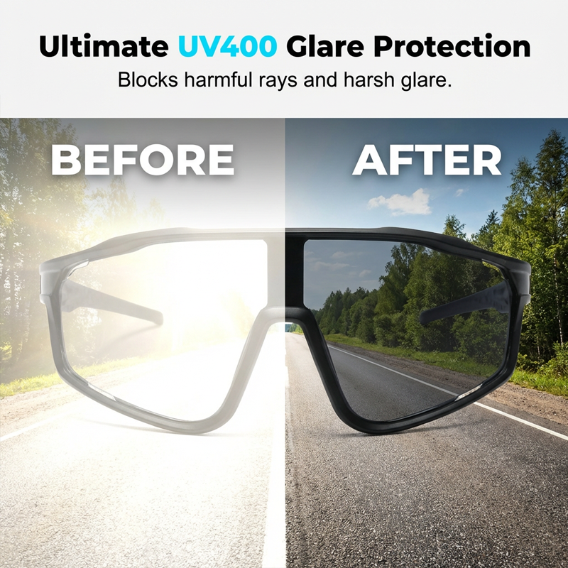 Unisex Sport Sunglasses – Photochromic Lenses, Rimless Design & Polycarbonate Frame