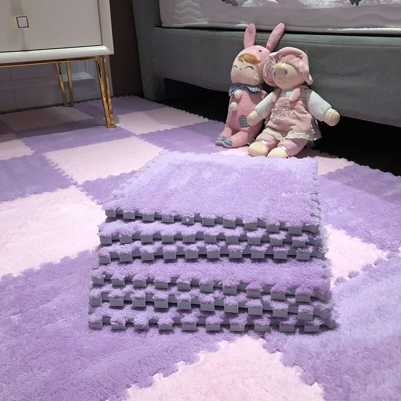 Plush Puzzle Rug Tiles – Foam, 30×30cm & Non-Slip Interlocking