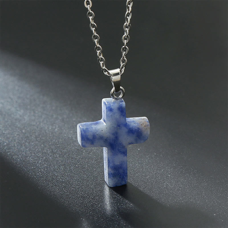 Seraphina Cross Necklace - Sodalite