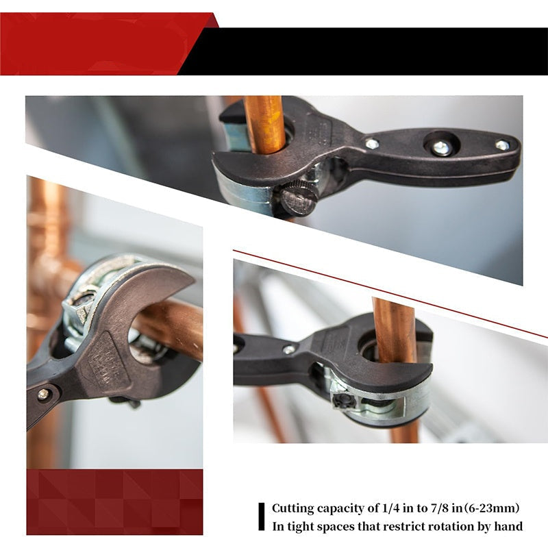 Ratchet Pipe Cutter – Ergonomic Handle, 6–23mm Capacity & Hardened Steel Blade