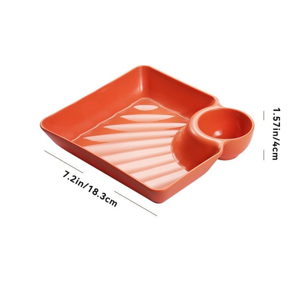Enhanced Product Title: "Dip-Teller mit Integriertem Soßenfach – Perfekt für Sauberes Genießen ohne Kleckern" 

This title maintains the original product's key features while adding keywords that improve searchability and appeal.