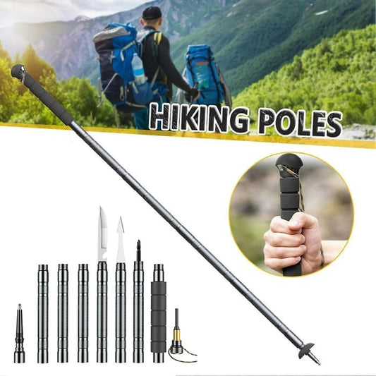 Adjustable Aluminum Trekking Pole – Built-In Survival Kit, EVA Grip & Extends to 105.9cm