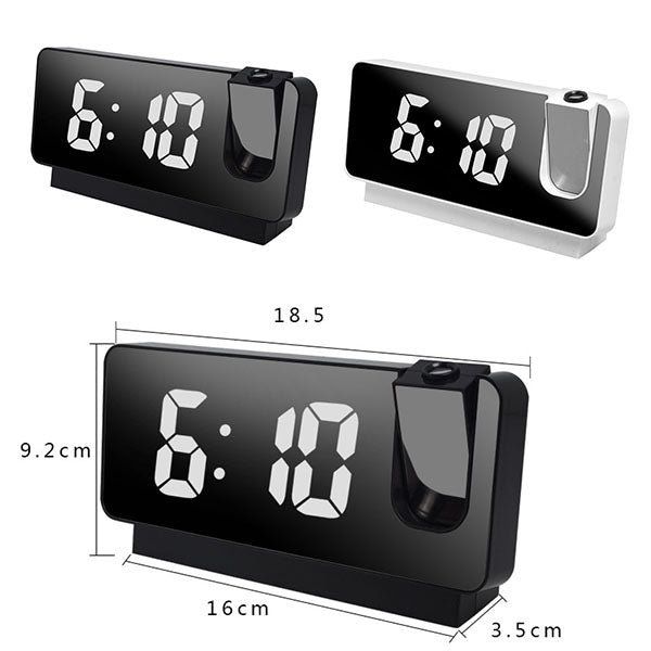 LED Projection Alarm Clock – 180° Ceiling Display, 18cm LED, Dual Alarm & USB Charging