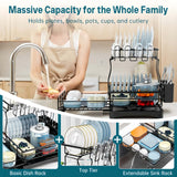 2-Tier Dish Drying Rack – Expandable, Drip Tray & Cutlery Holder