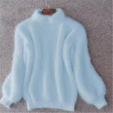 Livia Angora Knit Sweater - Blue