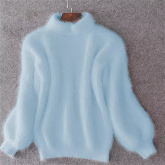 Livia Angora Knit Sweater - Blue