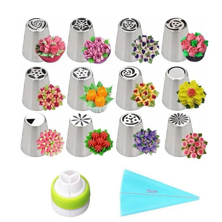 Enhanced Product Title: "Tulpen-Spritztüllen-Set – 12 Teile mit Silikon Spritzbeutel & Adapter für perfekte Tortendekoration" 

This version includes keywords that potential customers might search for, such as "Tortendekoration," while maintaining clarity