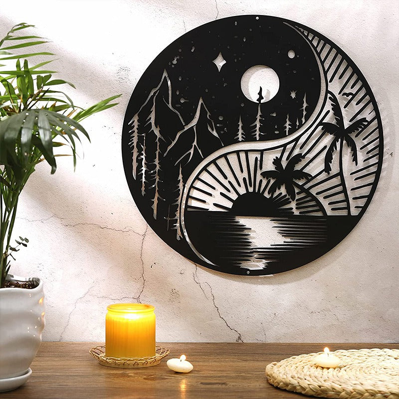 Tree of Life Metal Wall Art – Black Steel, Ø29cm & Bird Family Design