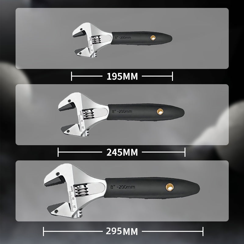 Adjustable Ratchet Wrench – Self-Tightening, Non-Slip TPR Grip, 20/25/30cm